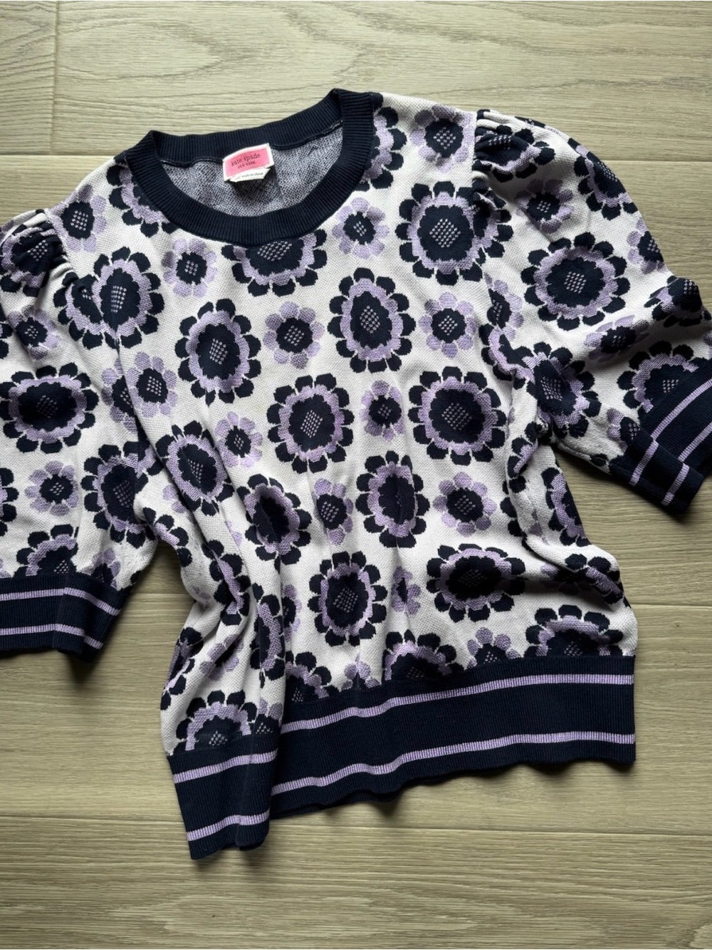 kate spade Navy and Lavender Floral Knit Sweater